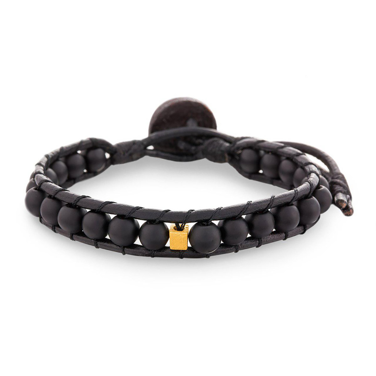 دستبند چرم و طلا  کد BMD010