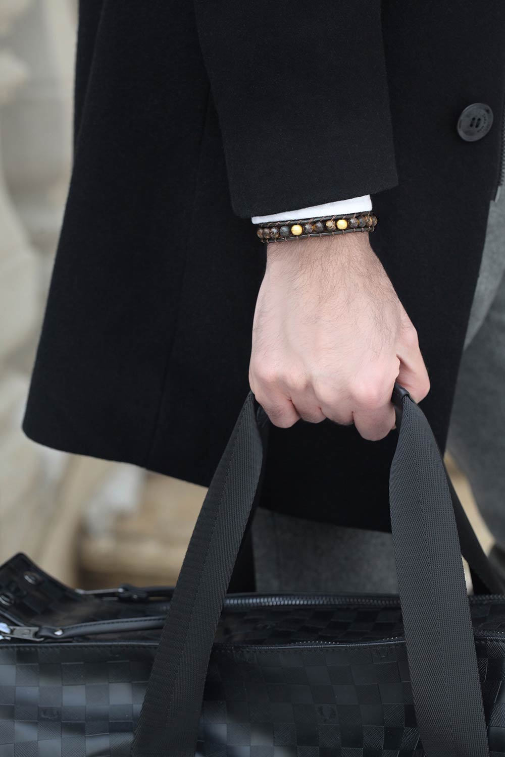 دستبند چرم و طلا  کد BMD016