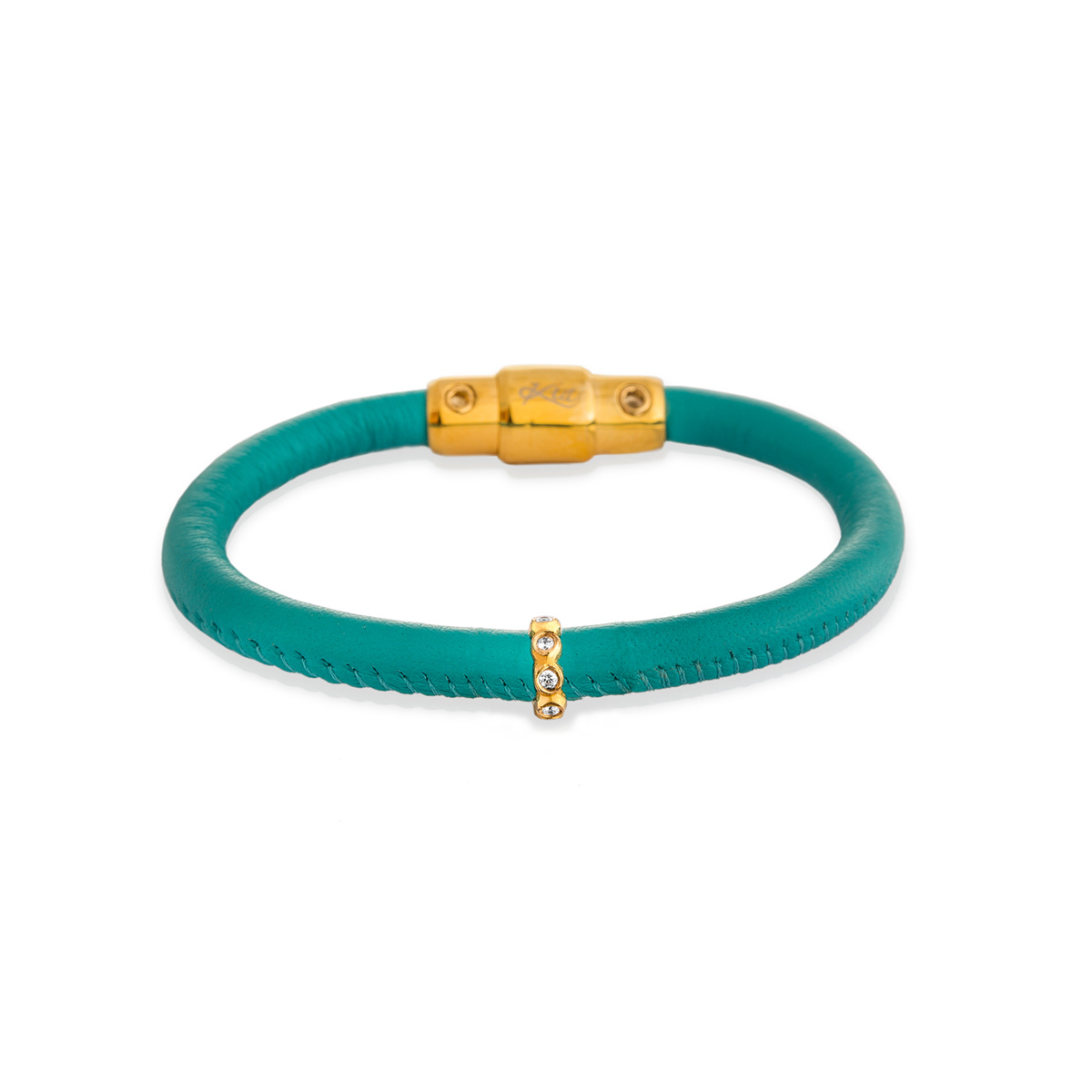 دستبند چرم و طلا  کد BM215