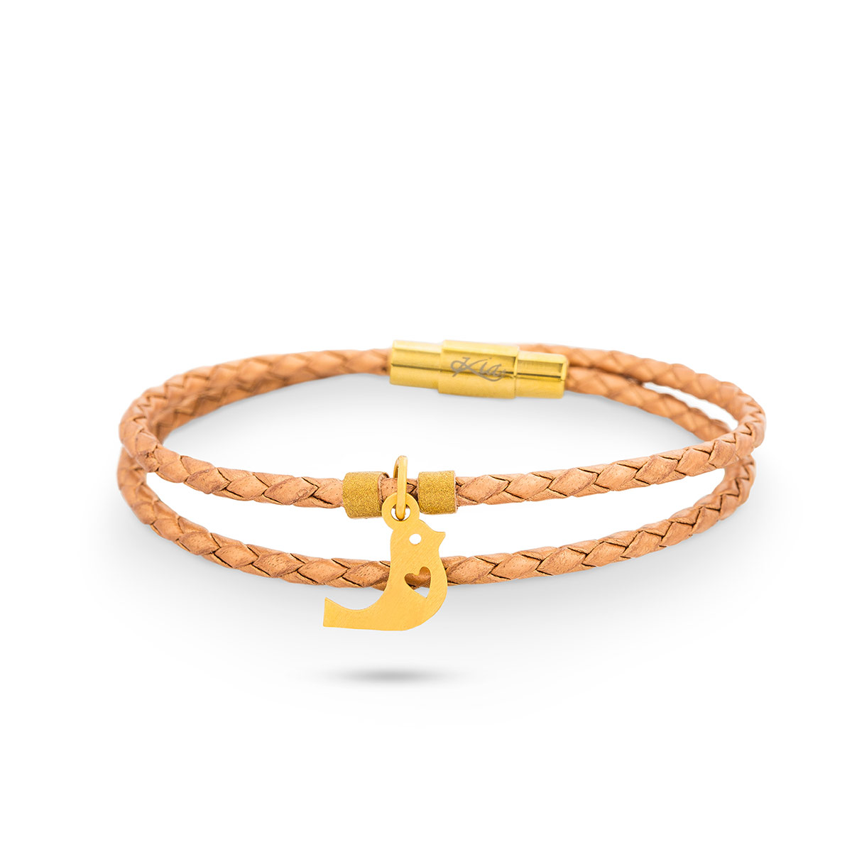 دستبند چرم و طلا  کد BR062