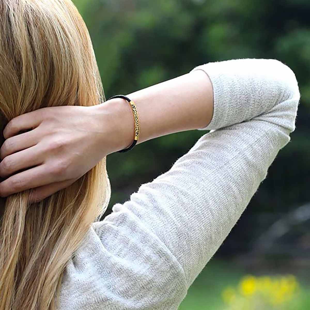 دستبند چرم و طلا  کد BM208