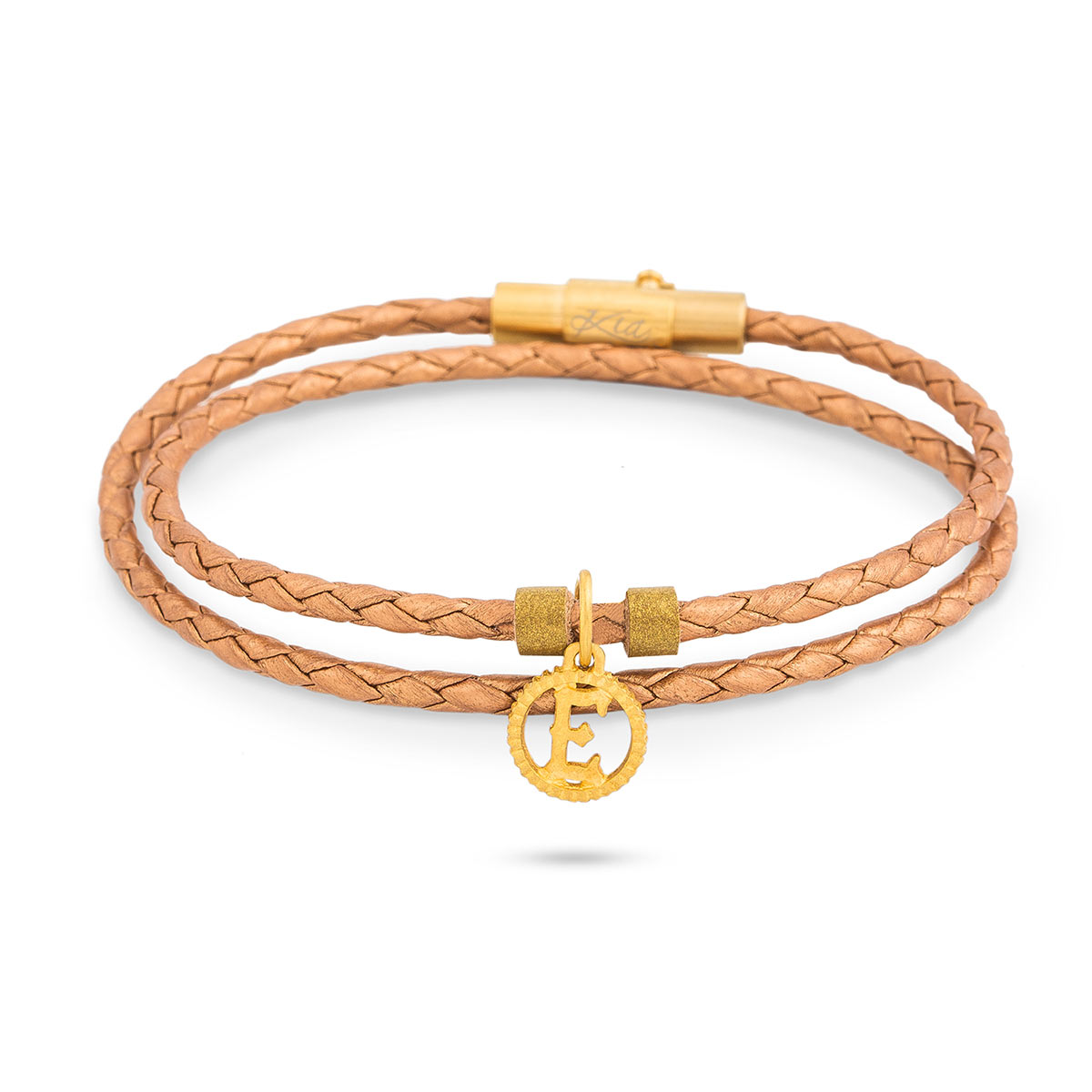 دستبند چرم و طلا  کد BAS069-005