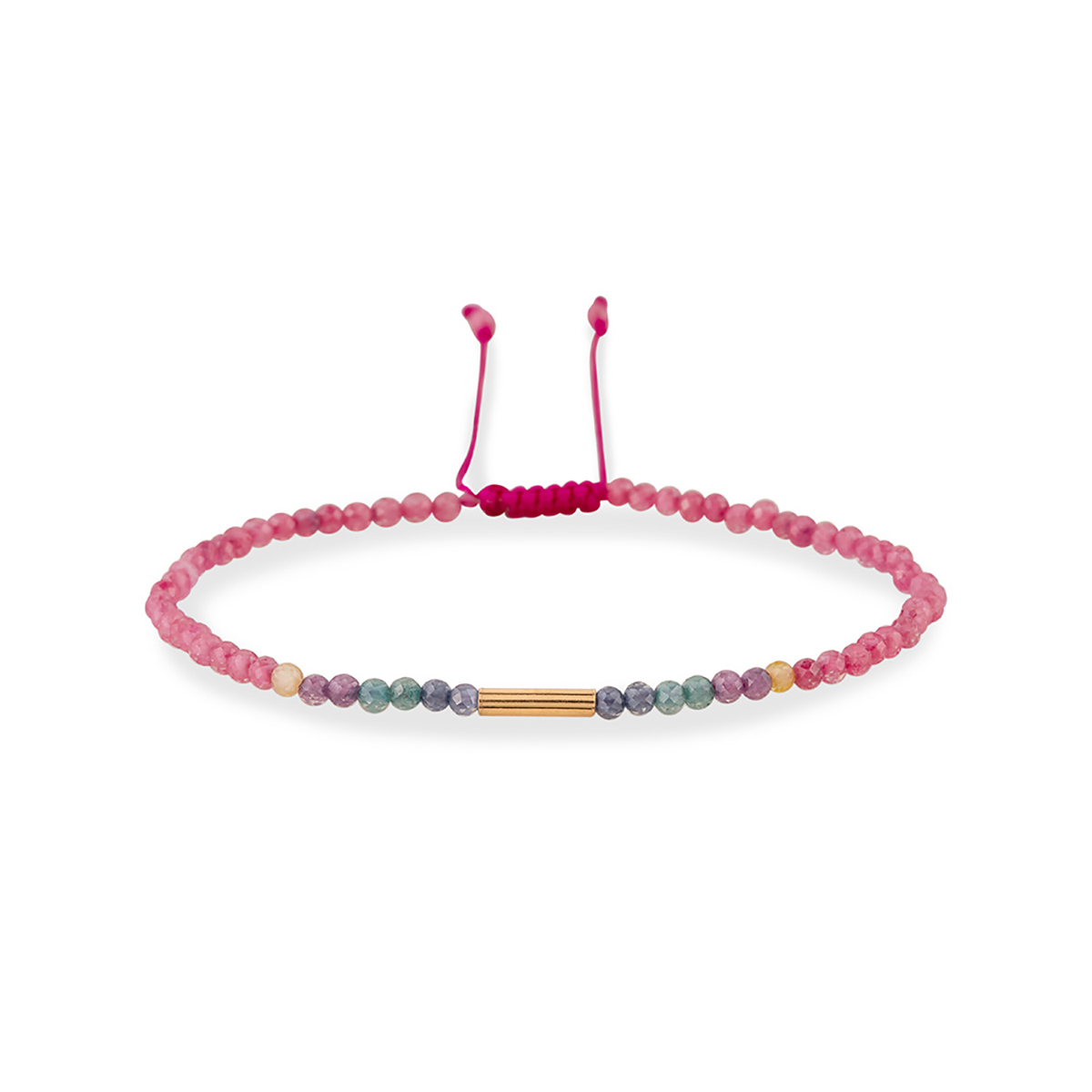 دستبند سنگی گوی کشیده و سنگ رنگی کد BSH431