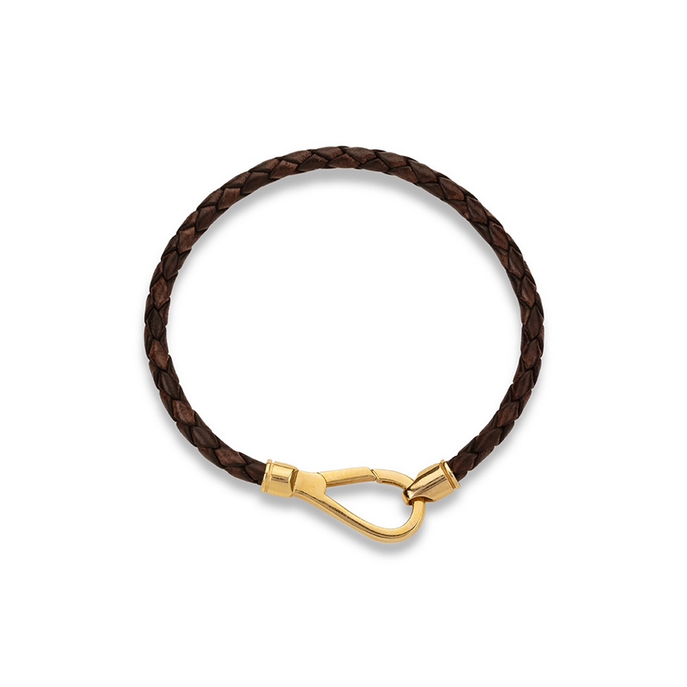 دستبند چرم و طلا  کد BM396