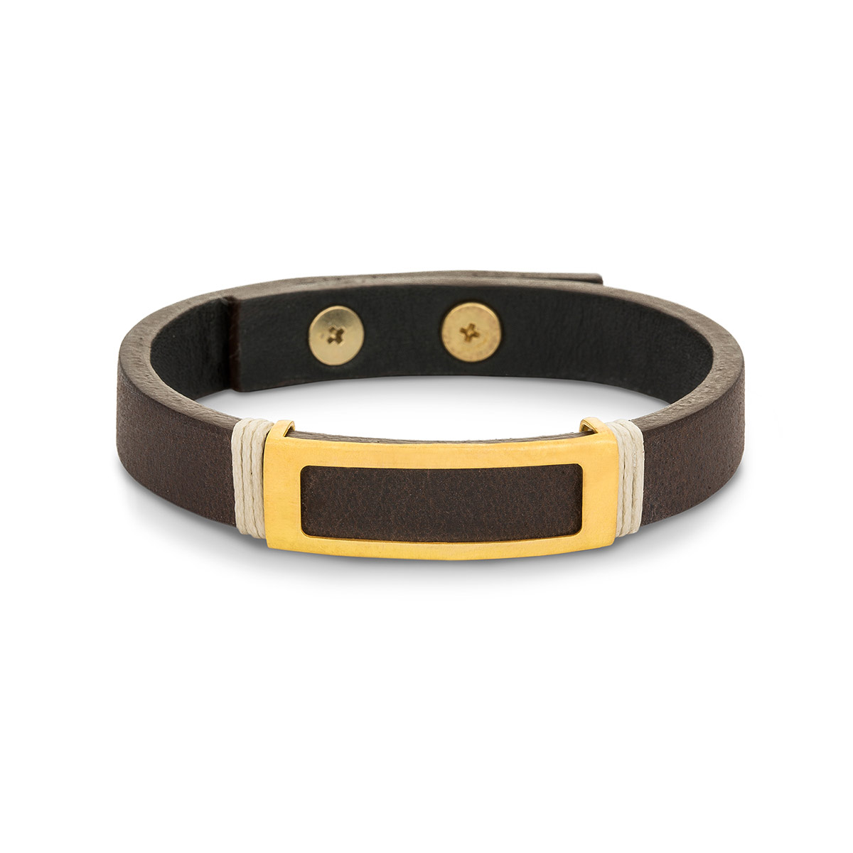 دستبند چرم و طلا  کد BM259