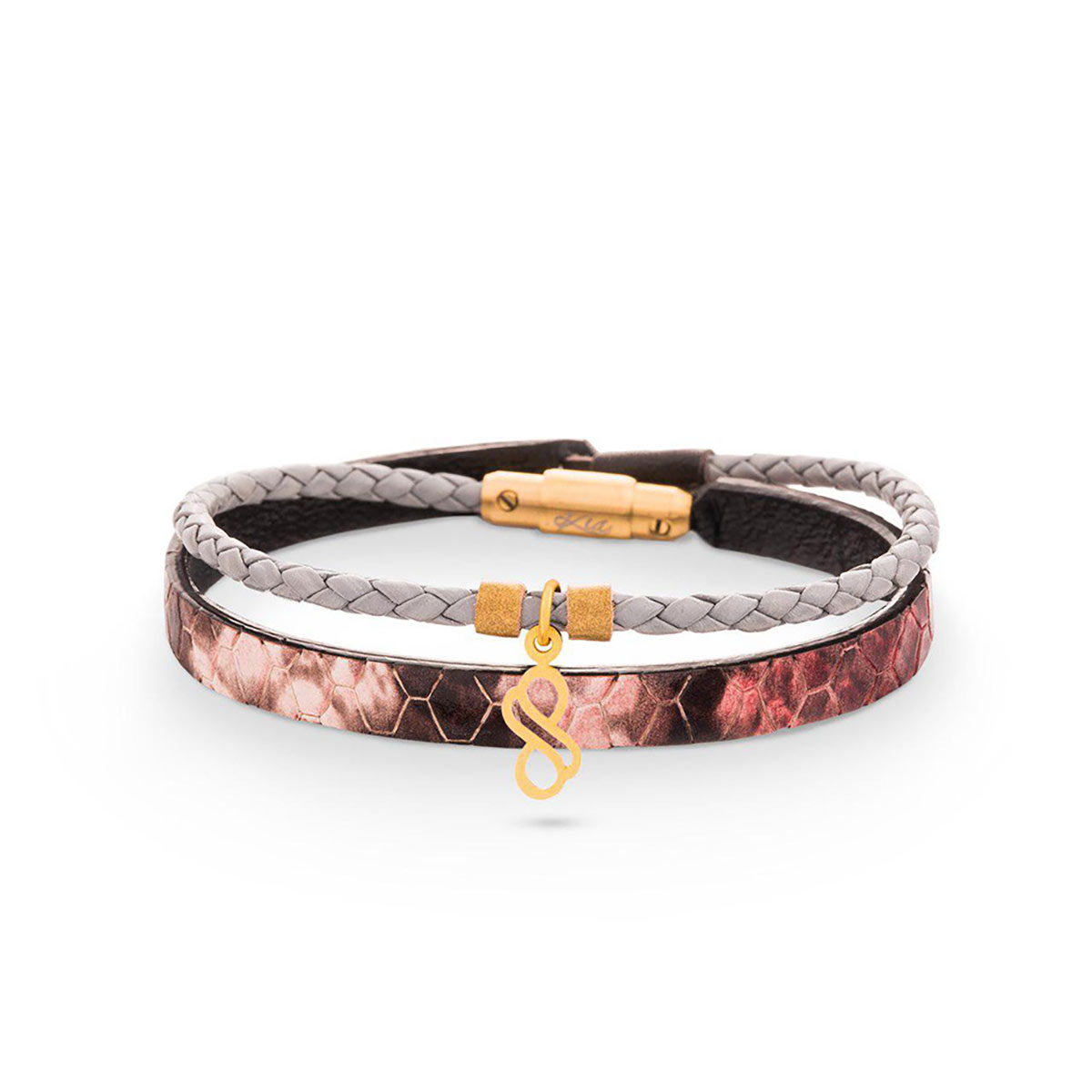 دستبند چرم و طلا  کد BR079-2