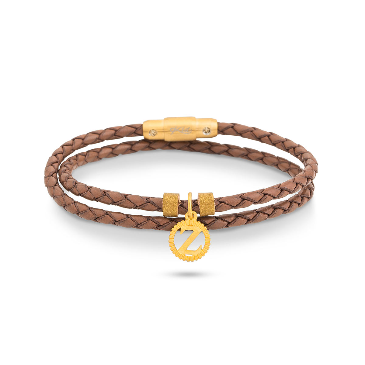 دستبند چرم و طلا  کد BAS069-026