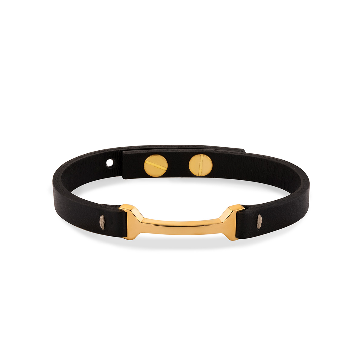 دستبند چرم و طلا  کد BM357