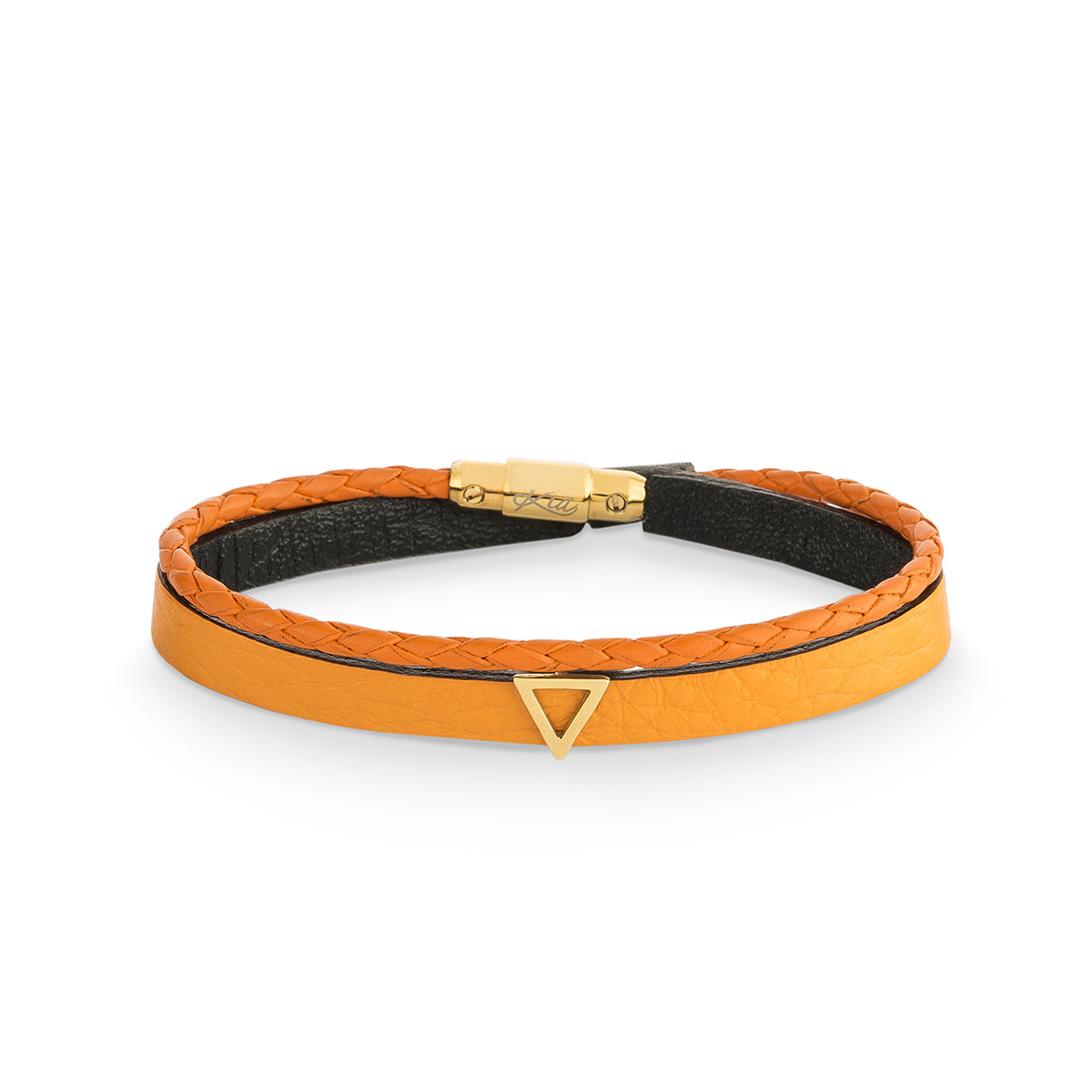 دستبند چرم و طلا  کد BR050-2