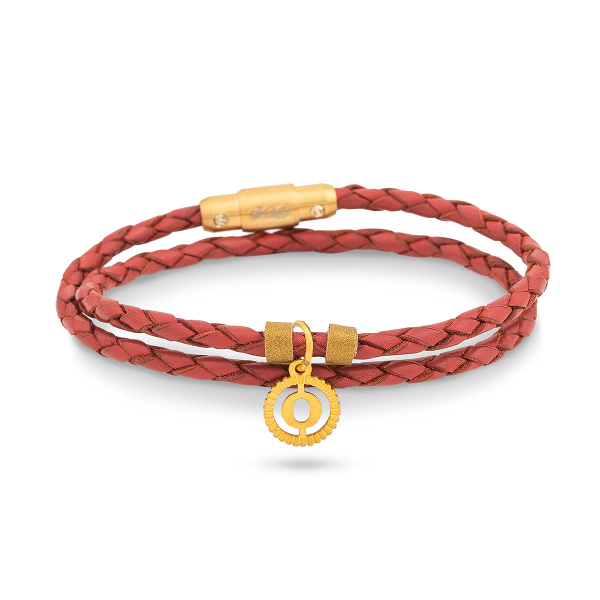 دستبند چرم و طلا  کد BAS069-015