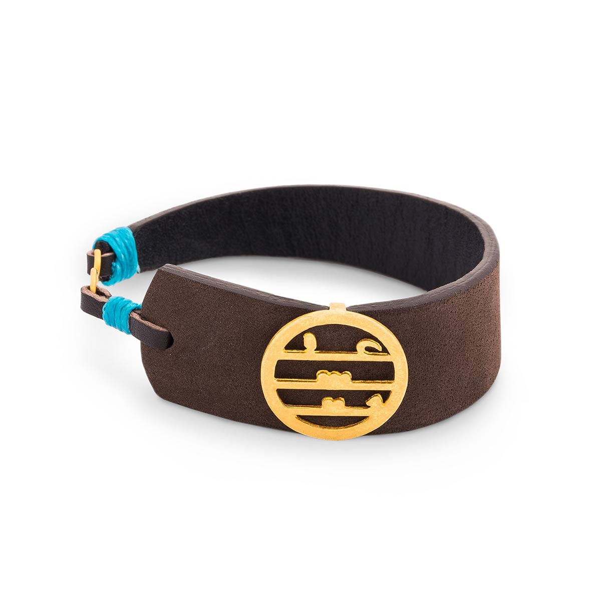 دستبند چرم و طلا  کد BAS061