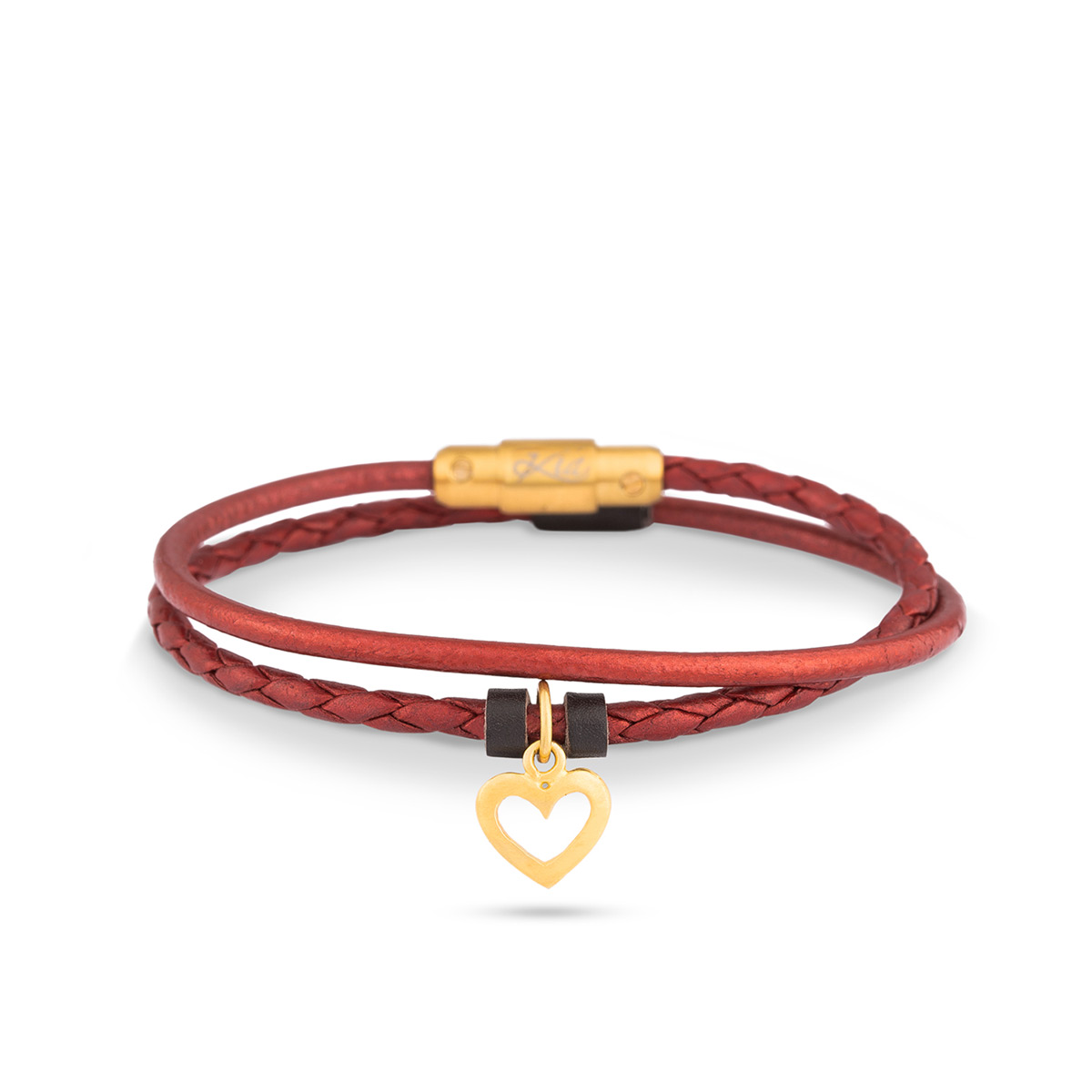 دستبند چرم و طلا  کد BM158-2