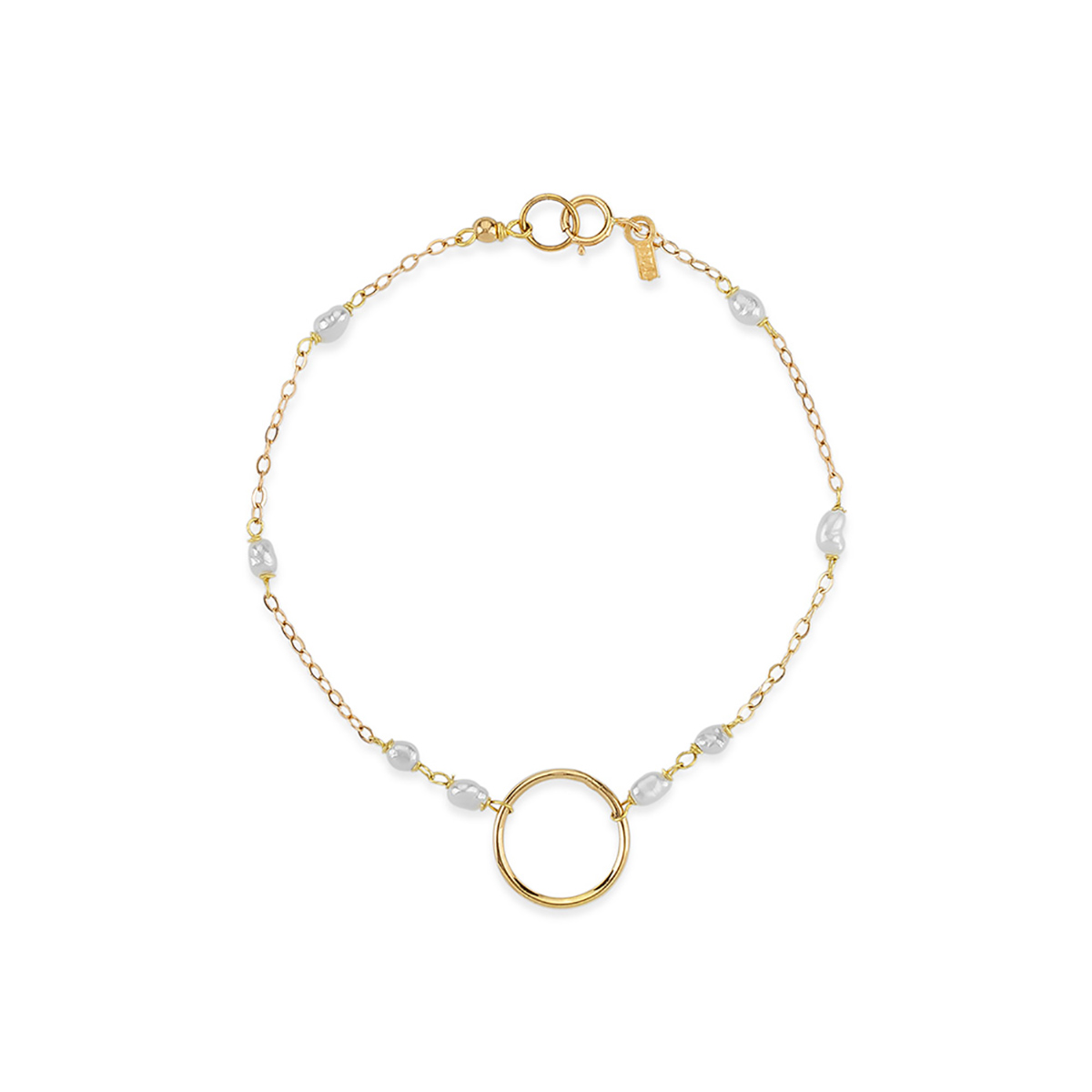 دستبند زنجير طلا دایره زنجیر مروارید کد BT158