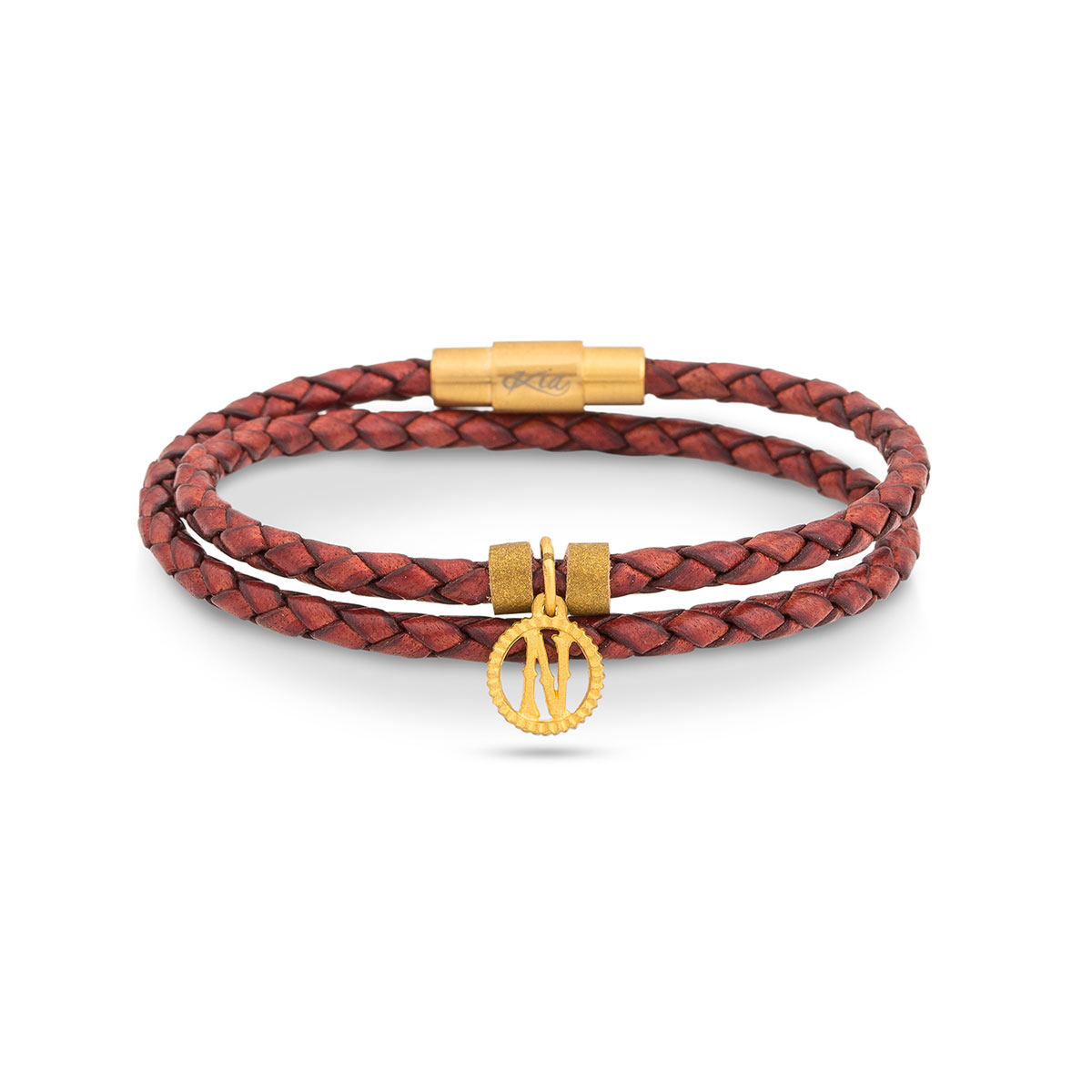 دستبند چرم و طلا  کد BAS069-014