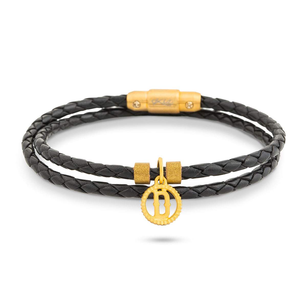 دستبند چرم و طلا  کد BAS069-004