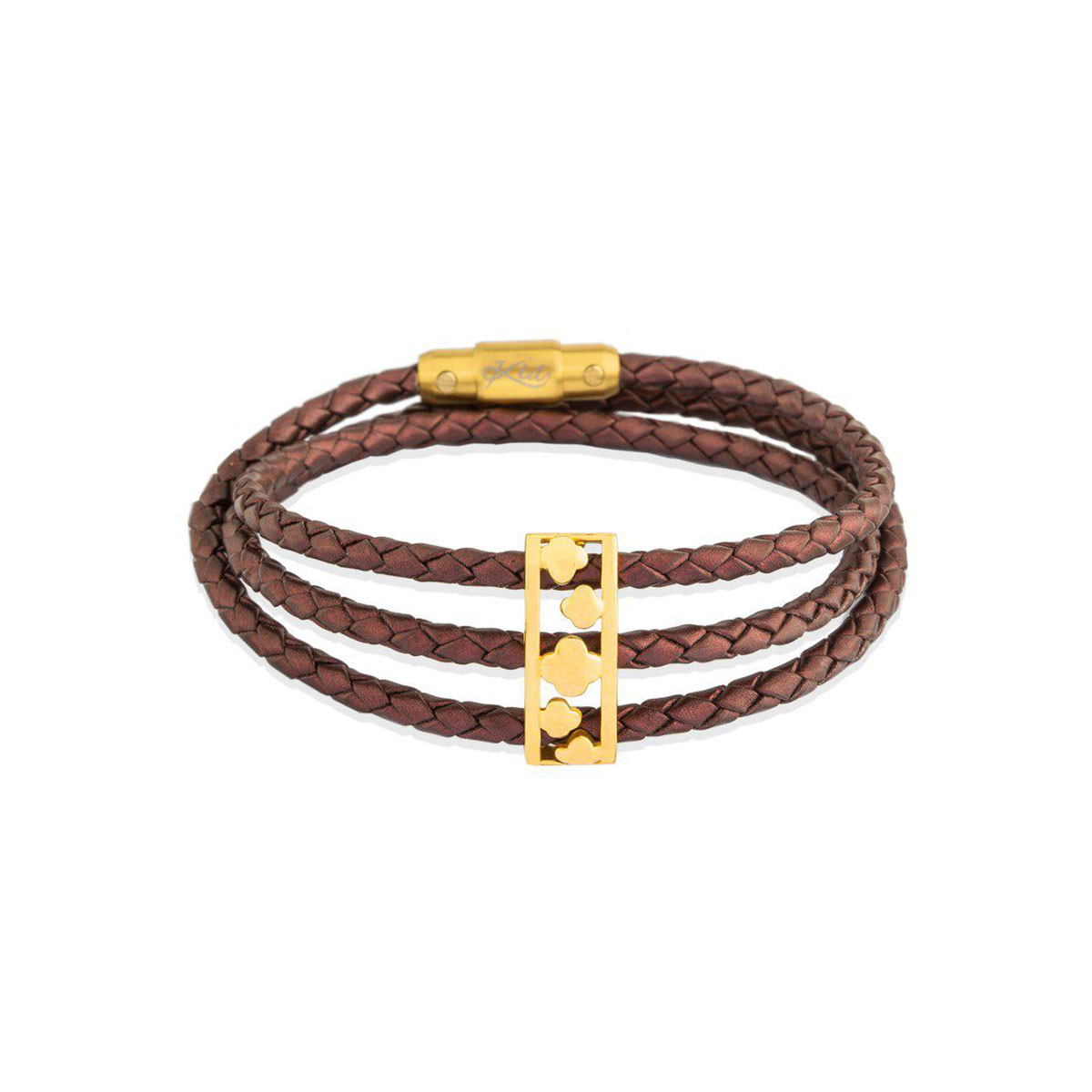 دستبند چرم و طلا  کد BM206