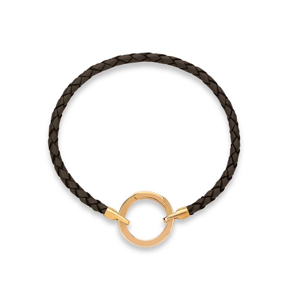 دستبند چرم و طلا  کد BM398