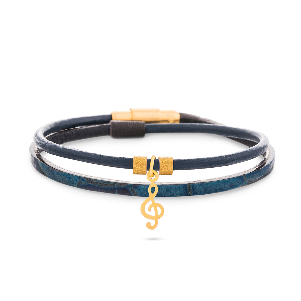 دستبند چرم و طلا  کد BR109-2