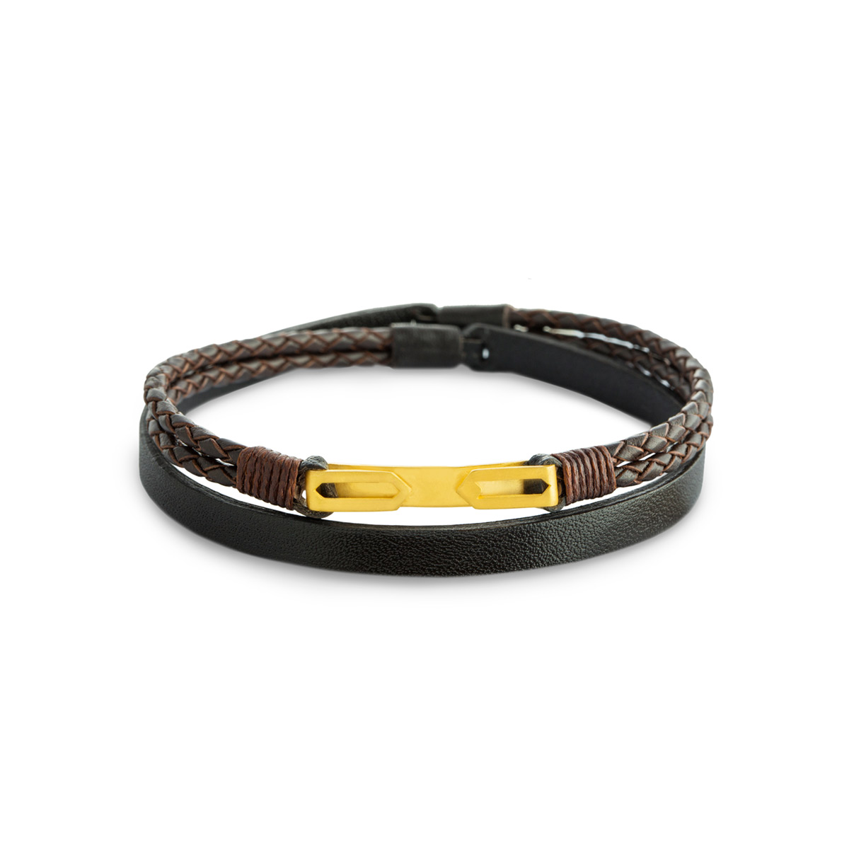 دستبند چرم و طلا  کد BM270-2