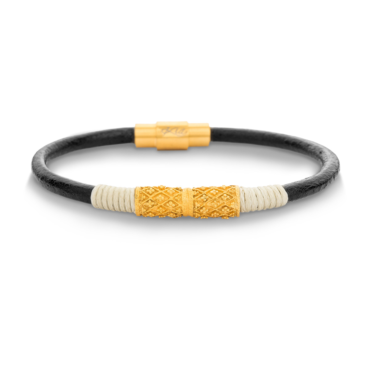 دستبند چرم و طلا  کد BM235