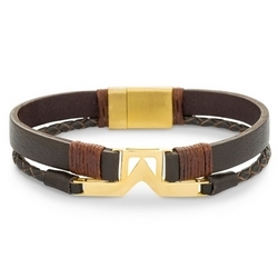 دستبند چرم و طلا  کد BM269
