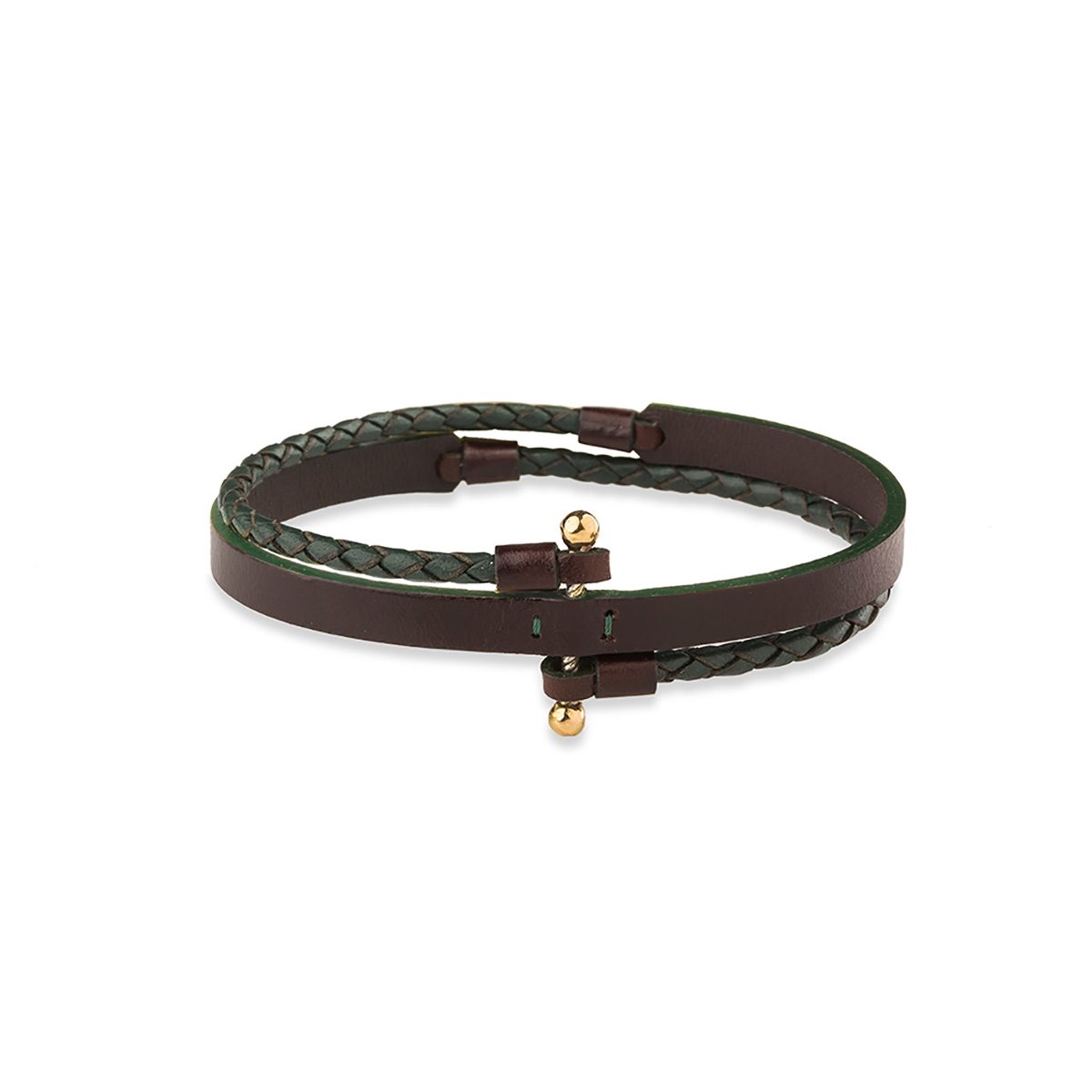 دستبند چرم و طلا  کد BM333