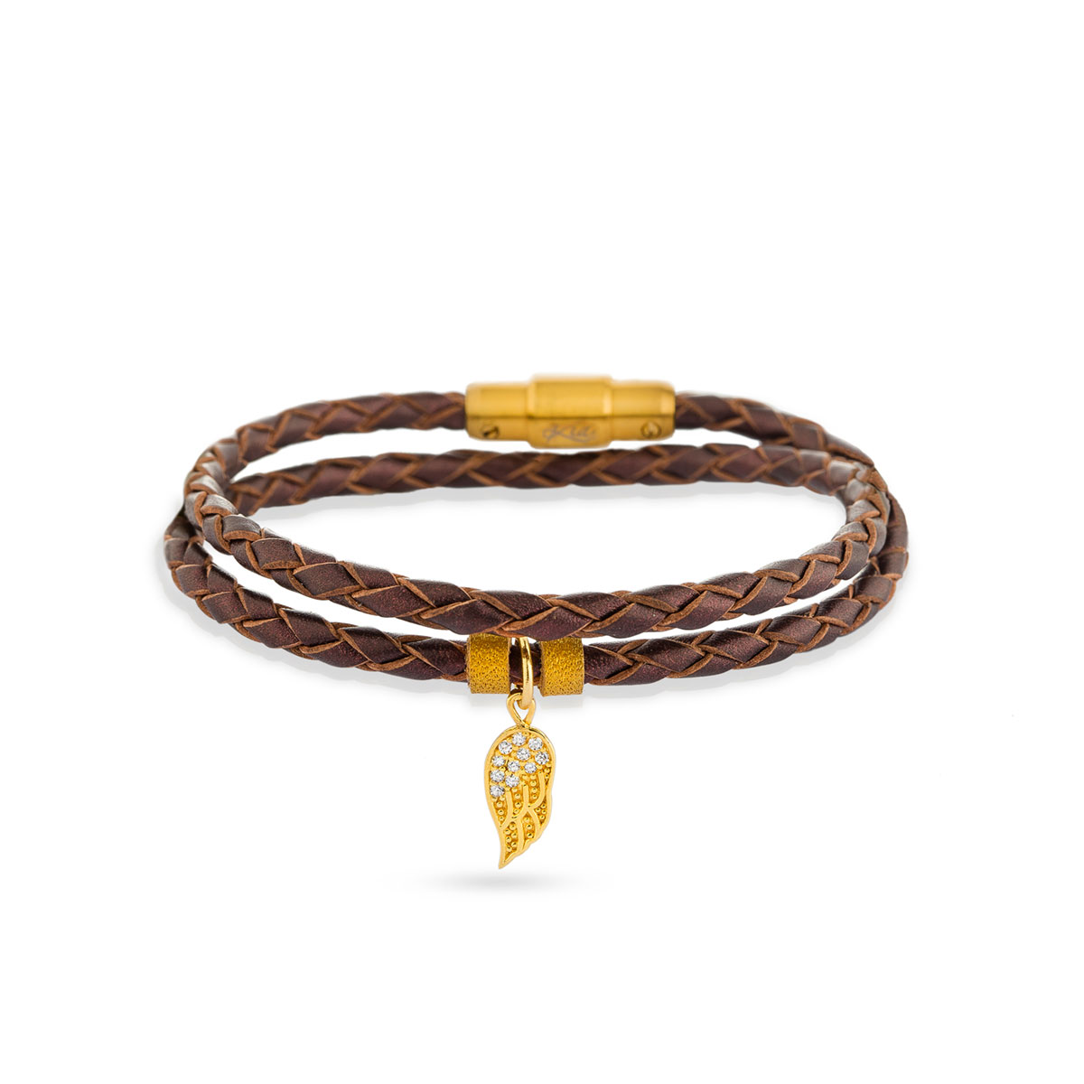 دستبند چرم و طلا  کد BTR036