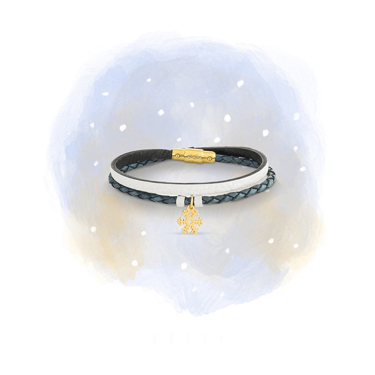 دستبند چرم و طلا  کد BM297-2