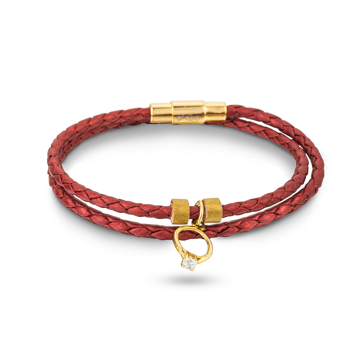 دستبند چرم و طلا  کد BM113