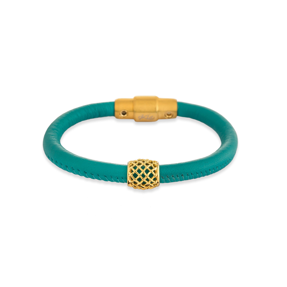 دستبند چرم و طلا  کد BM218