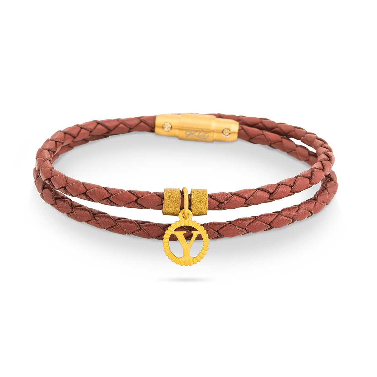 دستبند چرم و طلا  کد BAS069-025