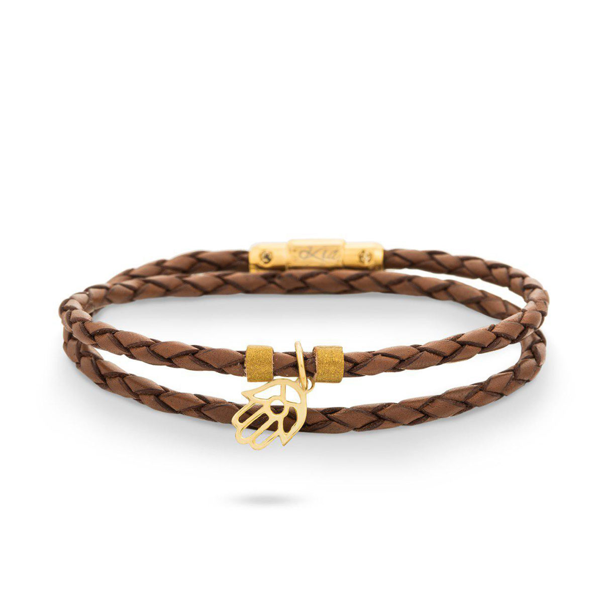 دستبند چرم و طلا  کد BM116