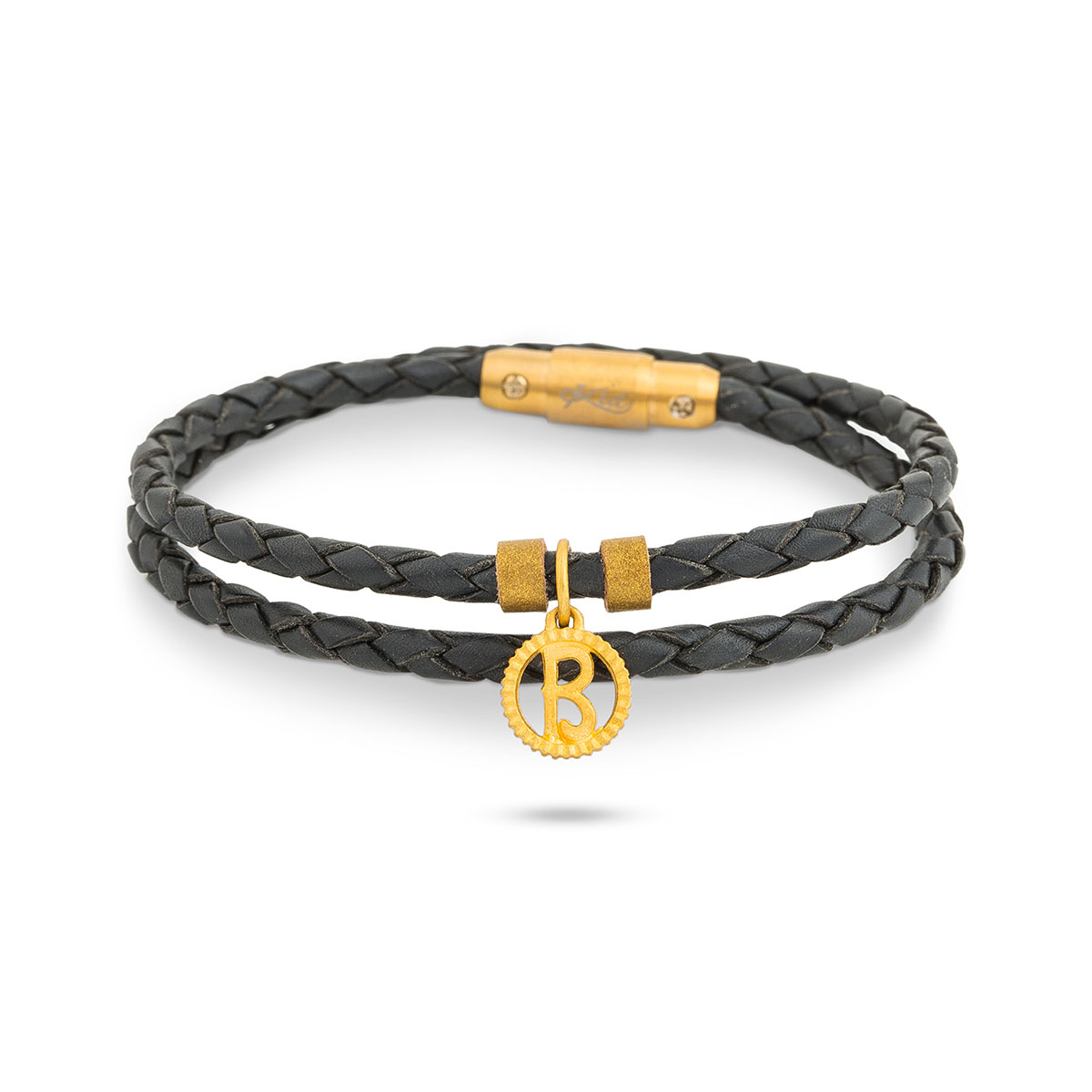 دستبند چرم و طلا  کد BAS069-002