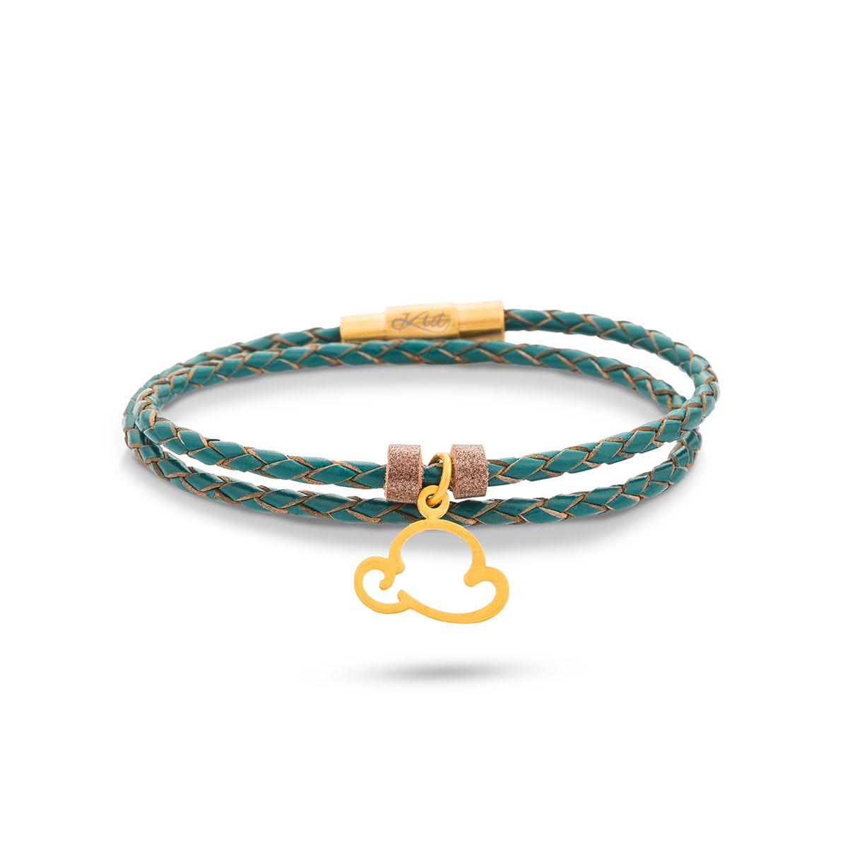 دستبند چرم و طلا  کد BR082