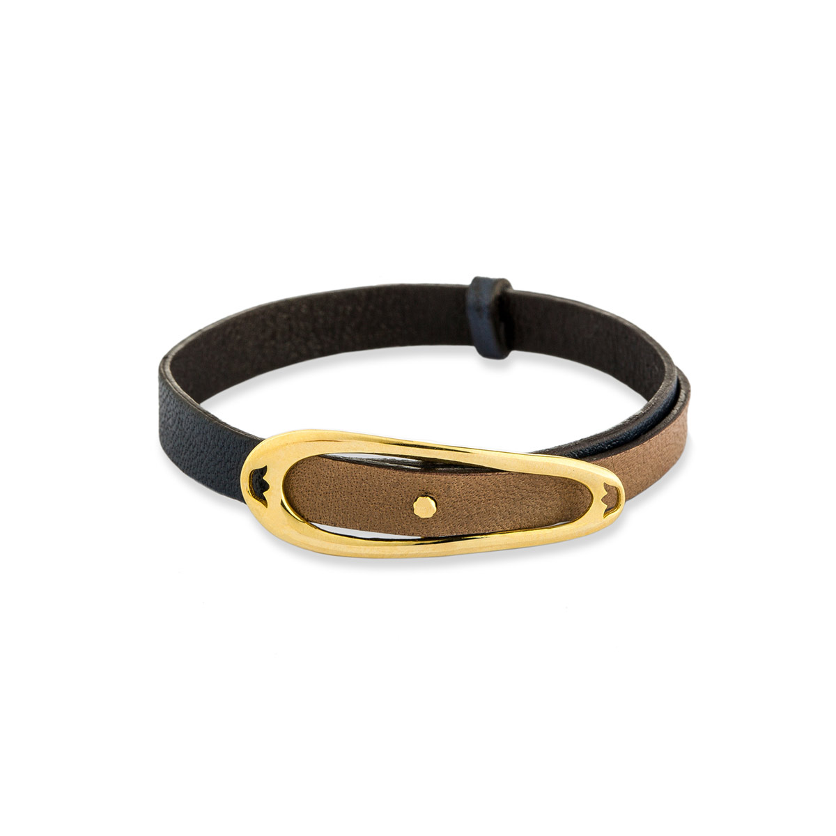 دستبند چرم و طلا  کد BM211