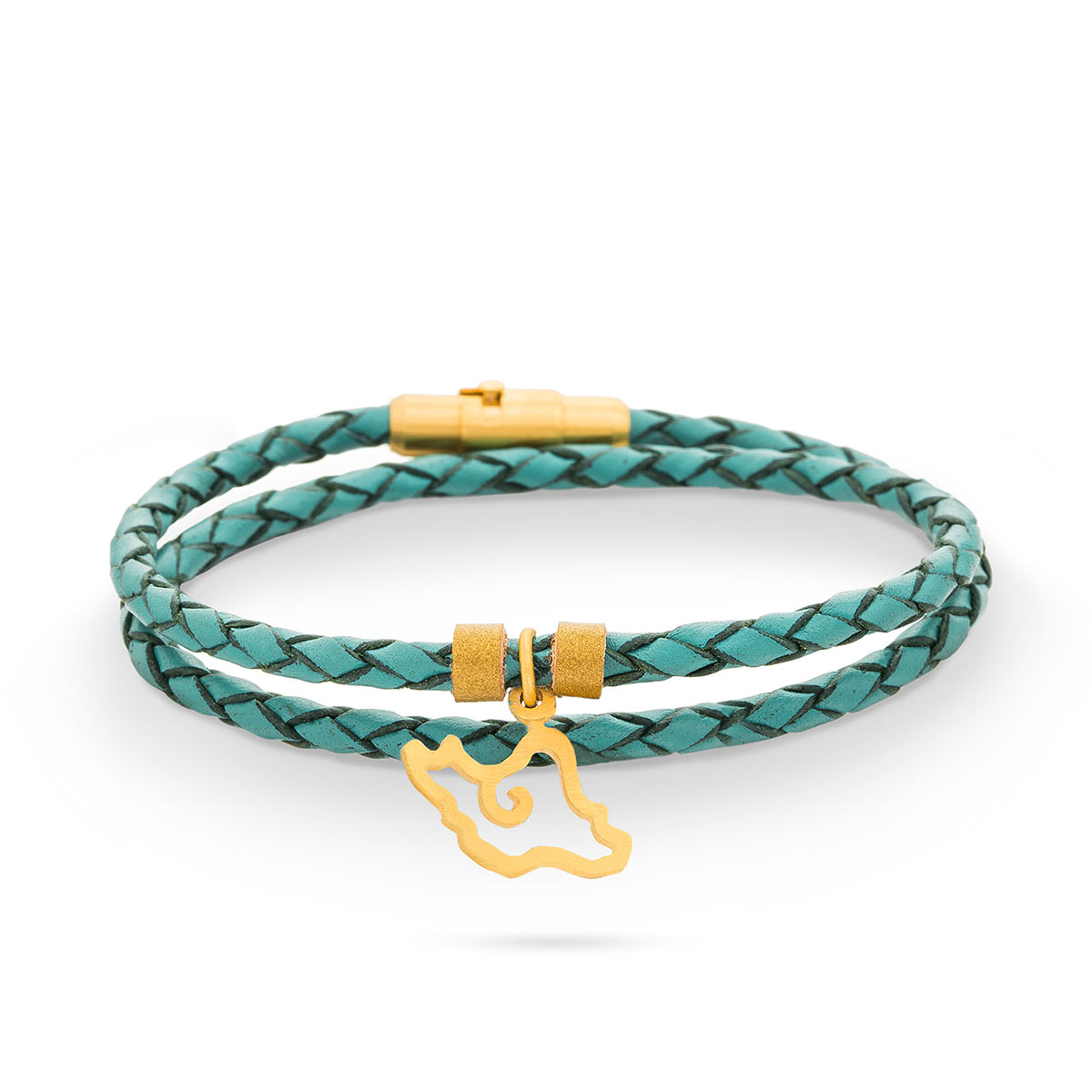 دستبند چرم و طلا  کد BR098