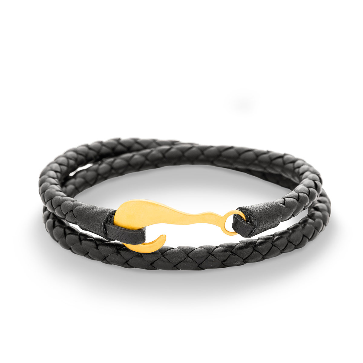 دستبند چرم و طلا  کد BM317