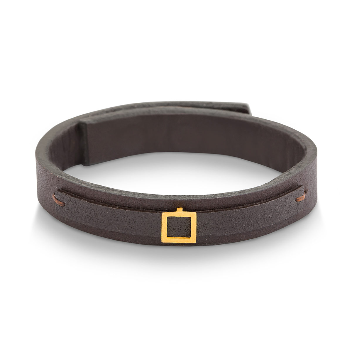 دستبند چرم و طلا  کد BR034