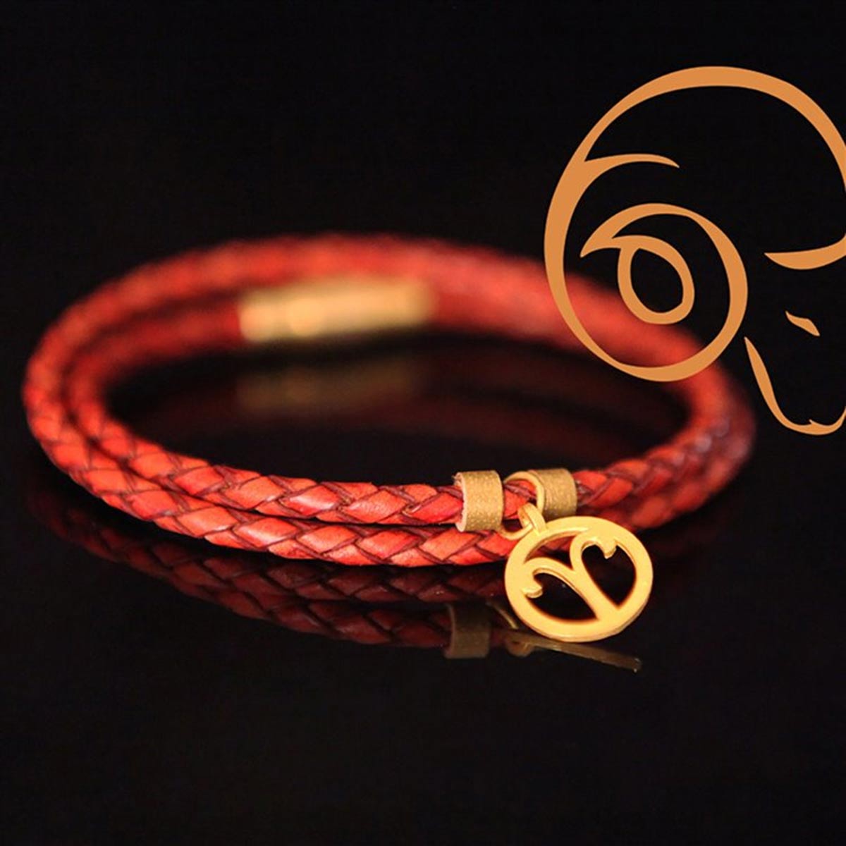 دستبند چرم و طلا  کد BR063-01