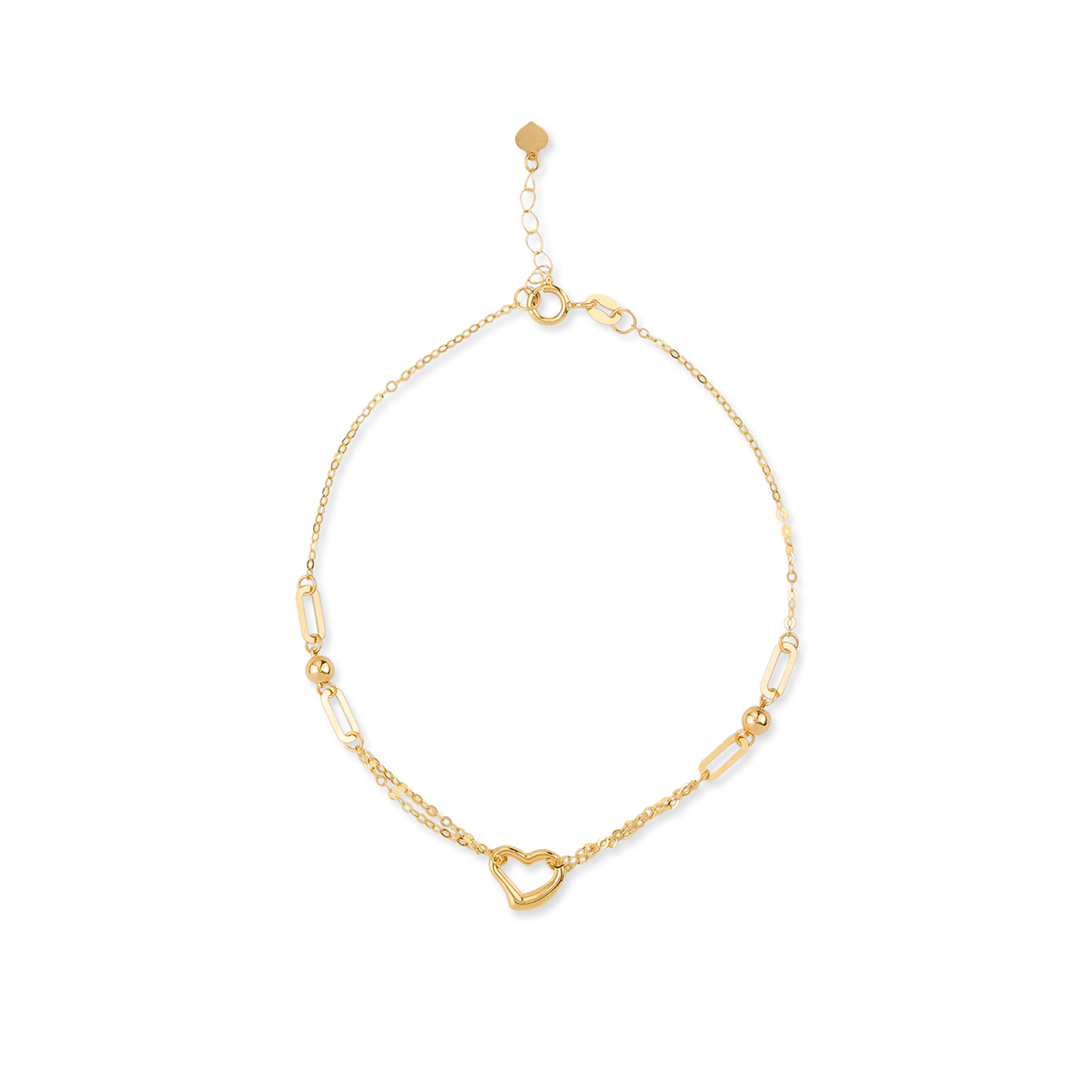 دستبند زنجير طلا دو زنجیر قلب کد BMR541