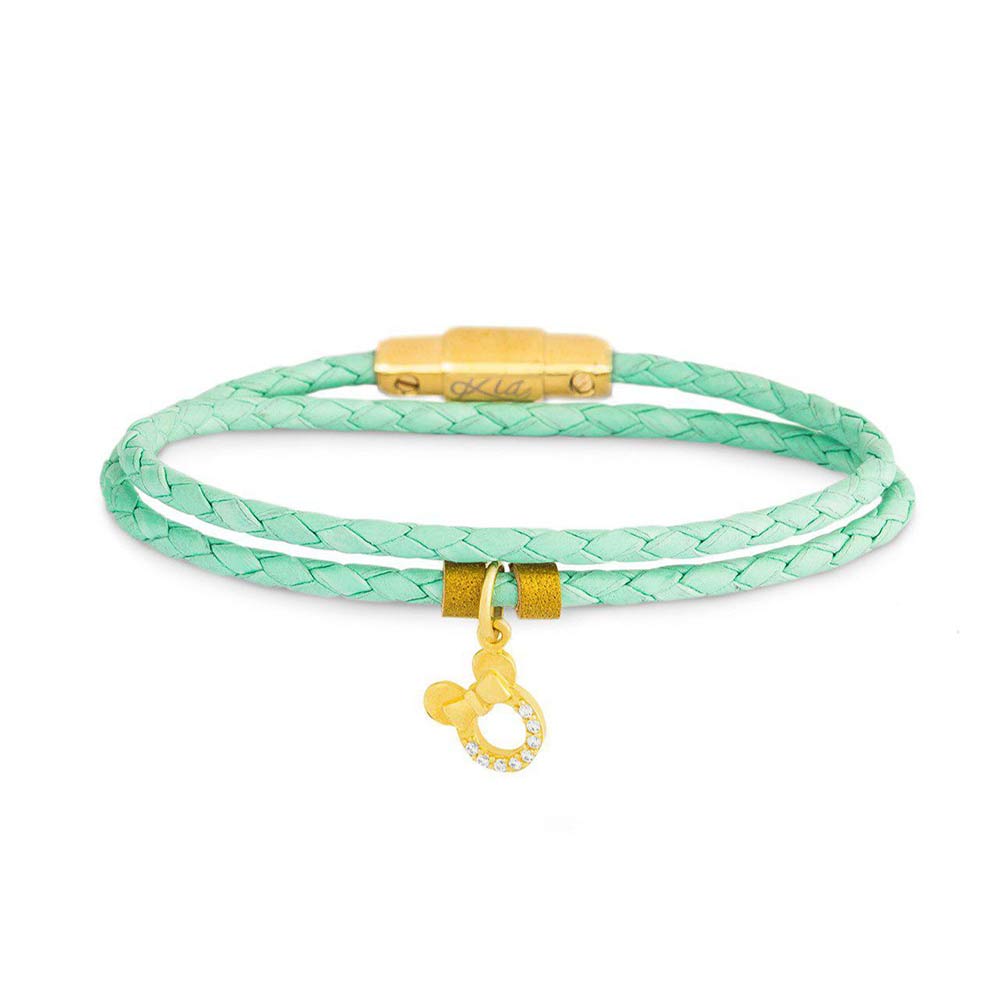 دستبند چرم و طلا  کد BTR003