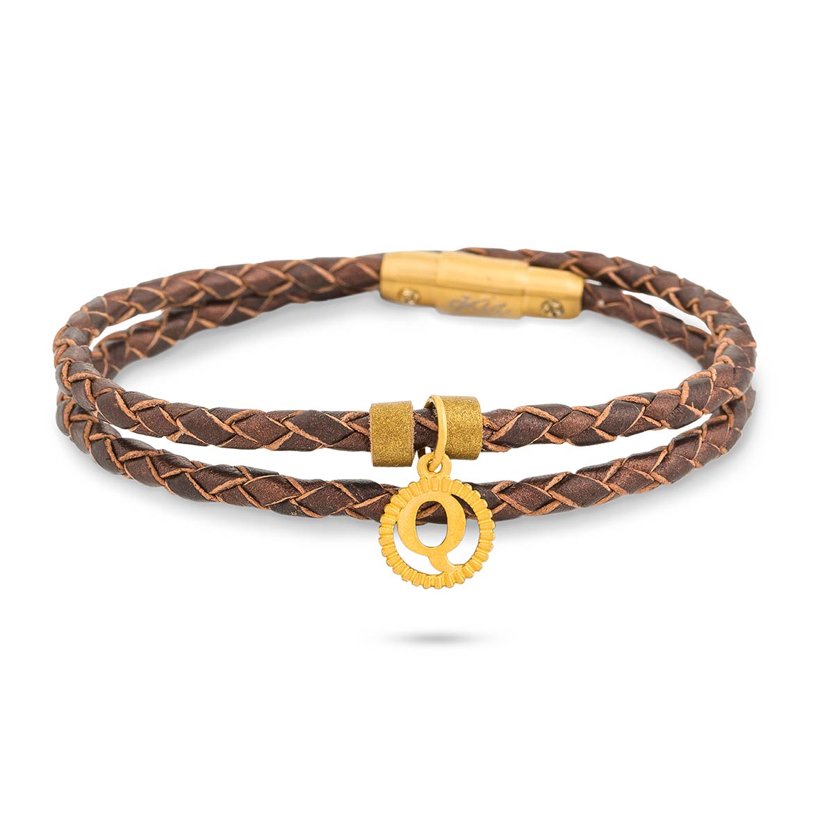 دستبند چرم و طلا  کد BAS069-017