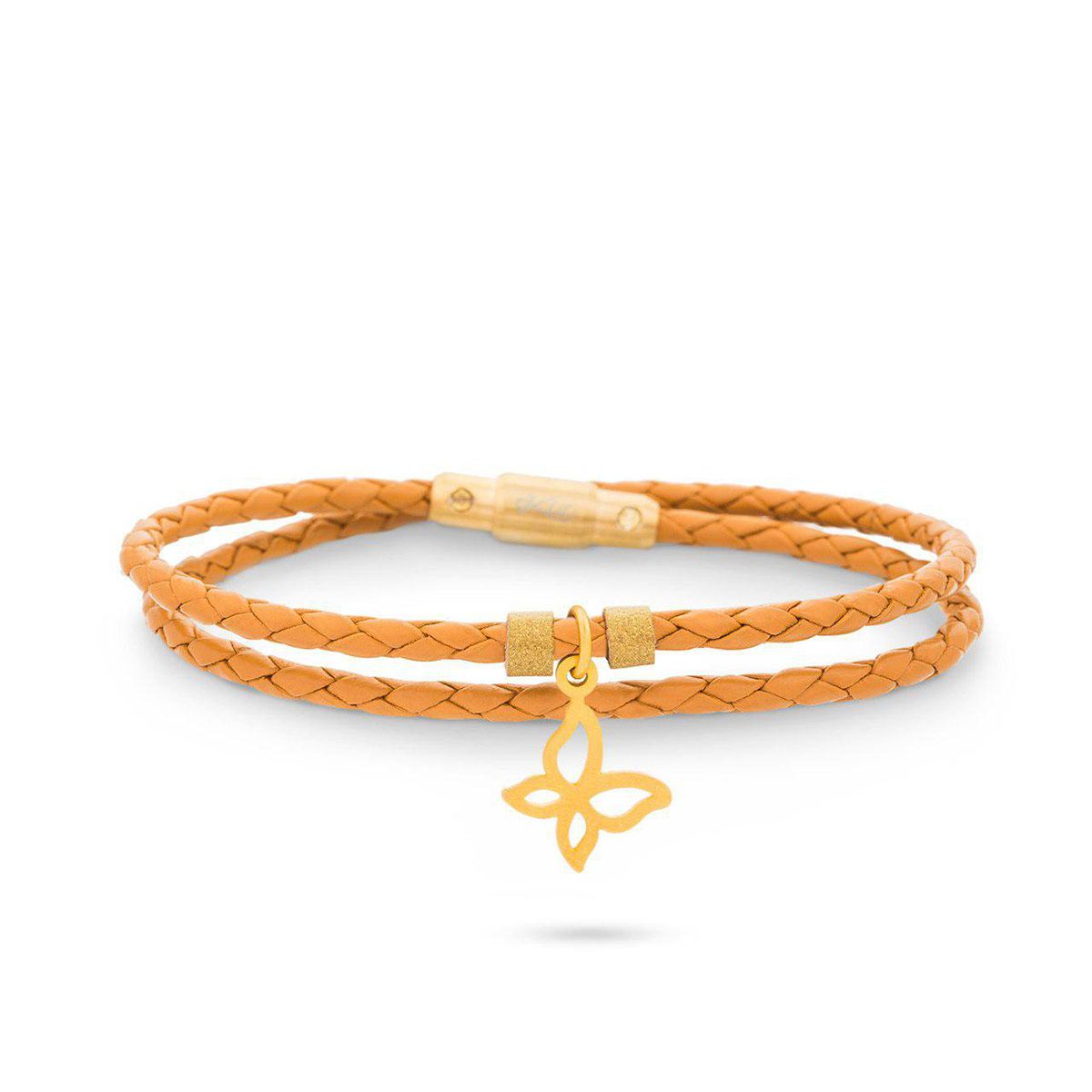 دستبند چرم و طلا  کد BR097