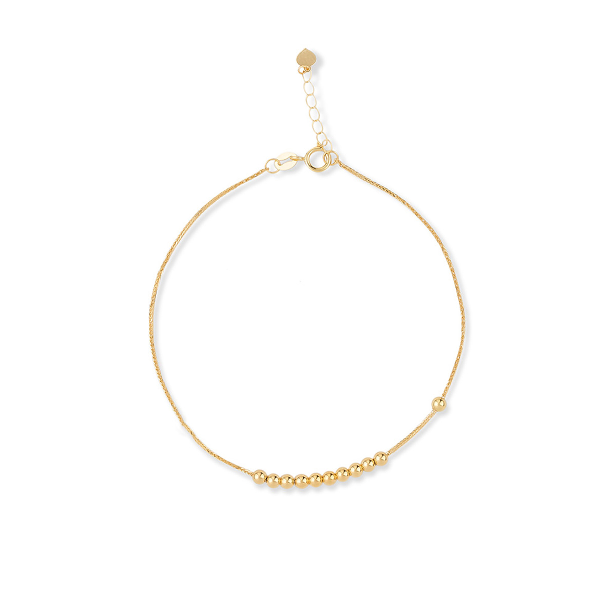 دستبند زنجير طلا دوازده گوی ساده کد BMR540