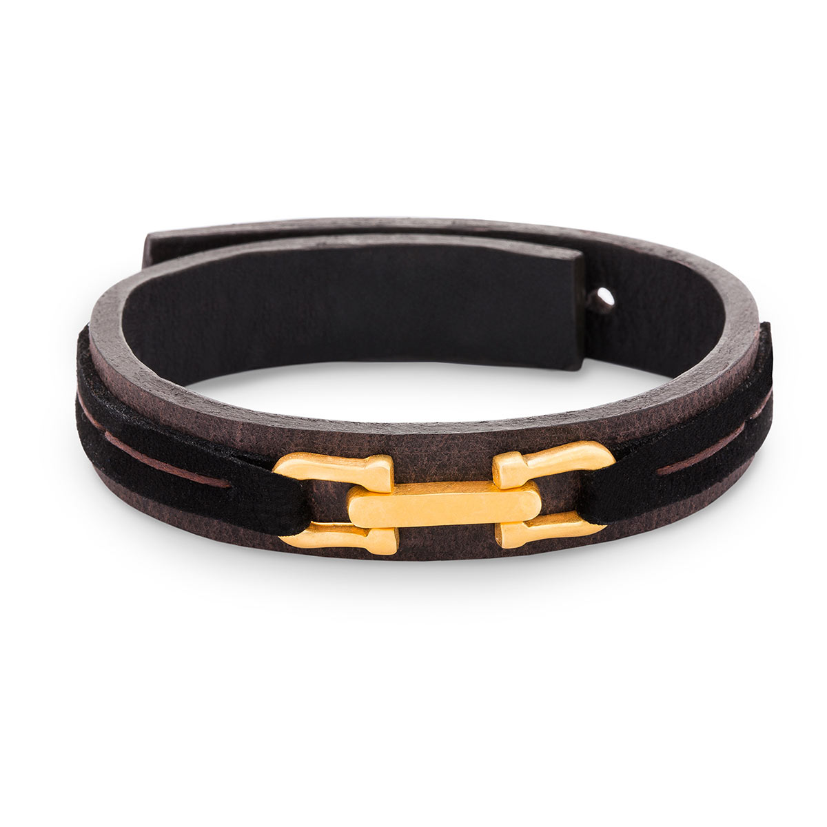 دستبند چرم و طلا  کد BM100