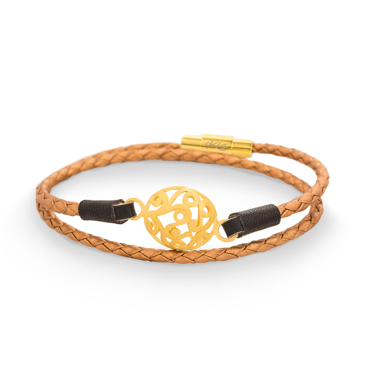 دستبند چرم و طلا  کد BM168