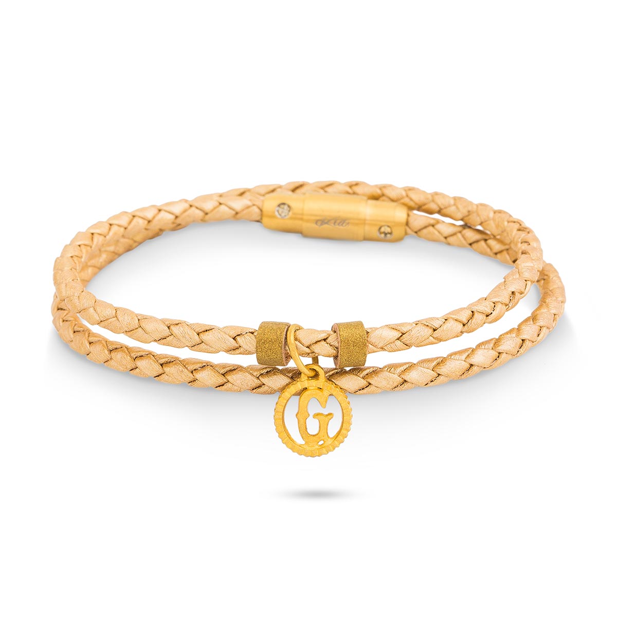 دستبند چرم و طلا  کد BAS069-007