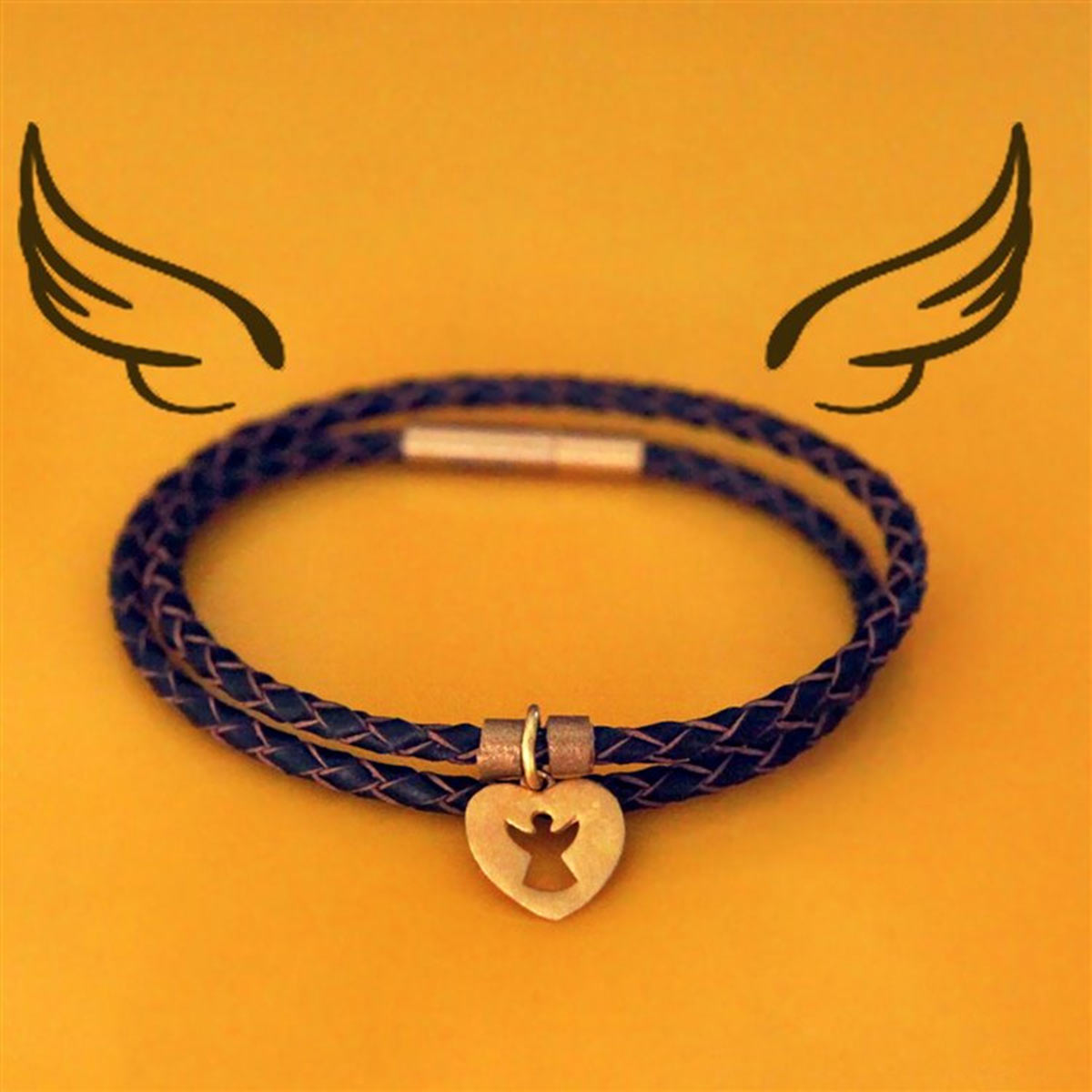 دستبند چرم و طلا  کد BM247