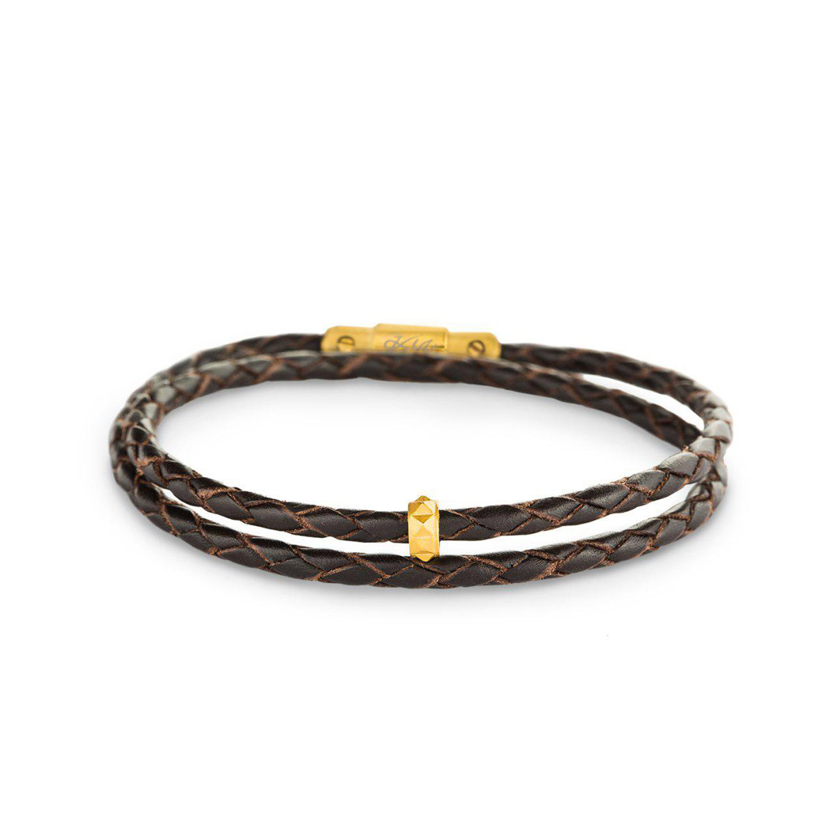 دستبند چرم و طلا  کد BM255