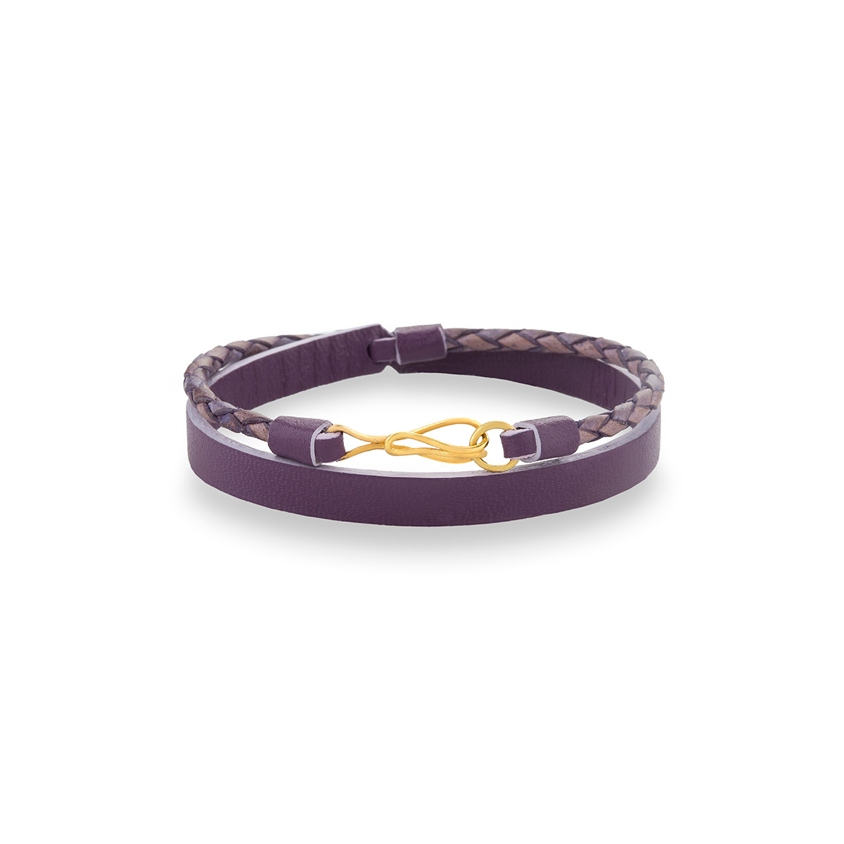 دستبند چرم و طلا  کد BM344